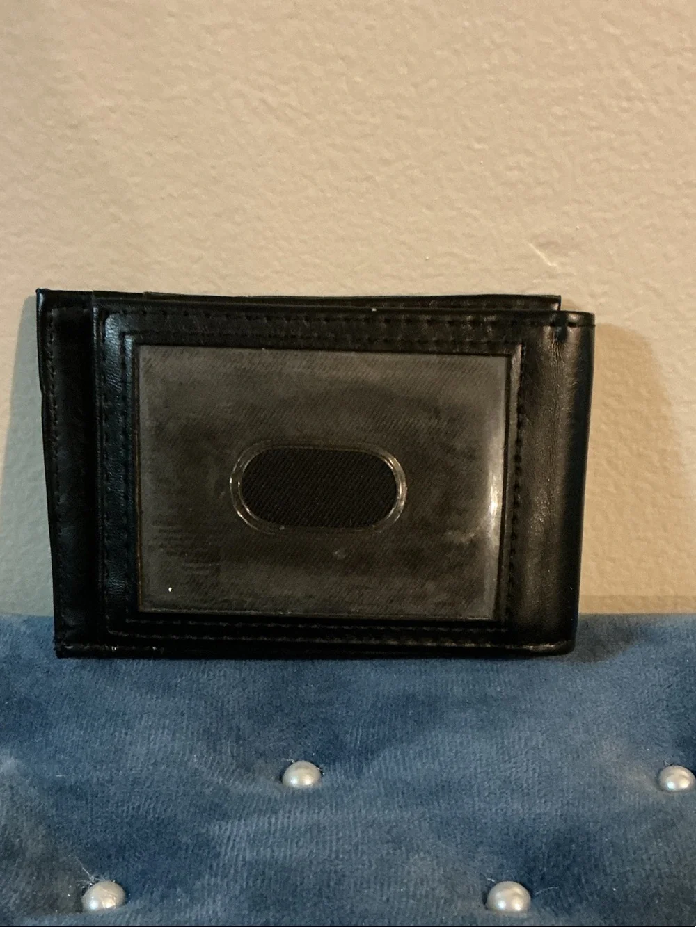 Goodfellow & Co Black Leather Card Holder with Multiple Slots ID Window